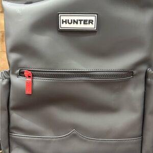 Hunter Black Backpack with Red Zip Pull
